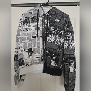 Womens Cropped Zipup Newsprint Jacket
